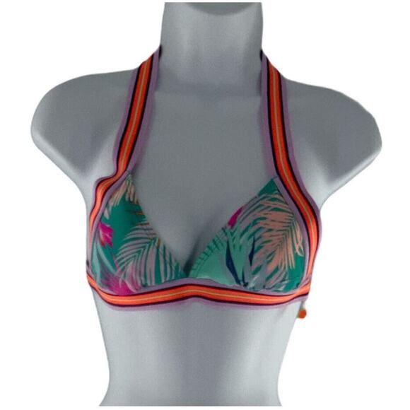 Xhilaration Bikini Top Junior Multicolor Striped Tropical Bralette Size Small - Picture 2 of 8